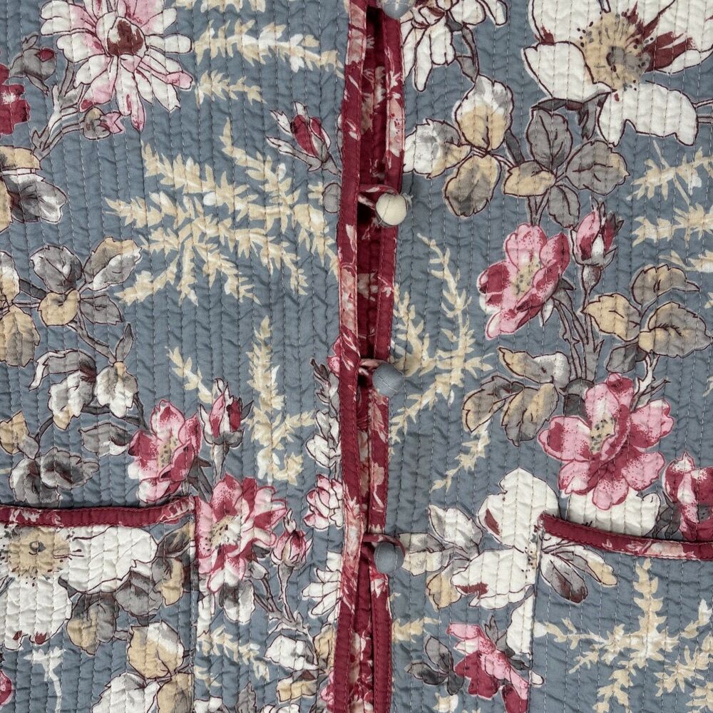 Women's XL Reversible Quilted Jacket Floral Grandmacore Boho Vintage Cottagecore - Picture 5 of 16
